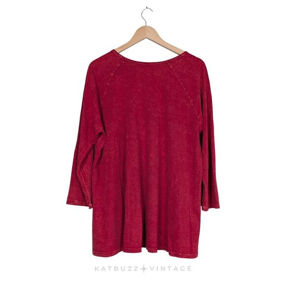 Jess Jane Tunic Top Tee L Red Artsy Flowy Lagenlook Pocket Abstract Maximalist - Picture 4 of 9